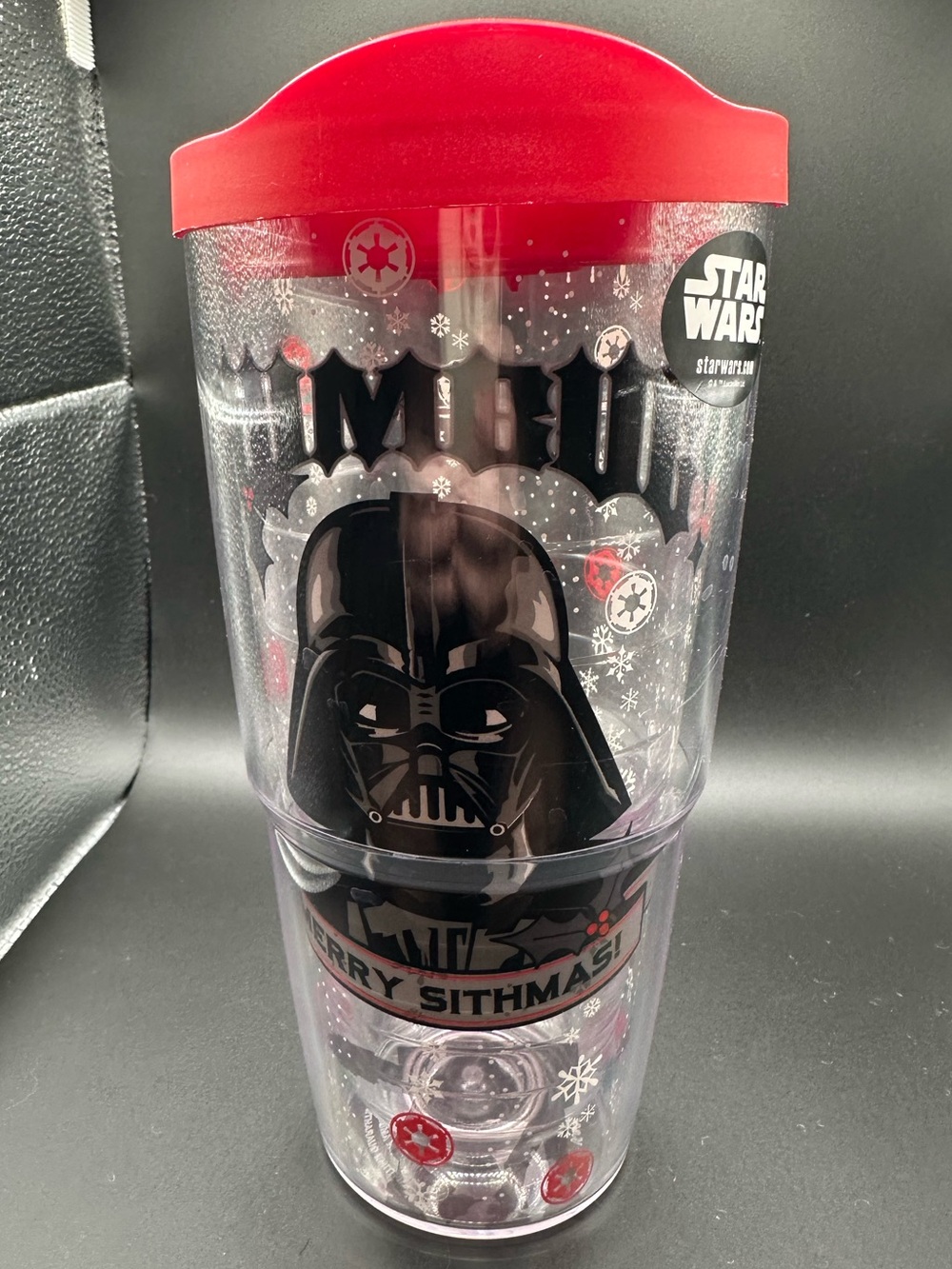 Star Wars Red and Black Darth Vader Holiday Tervis Travel Tumbler Merry Sithmas